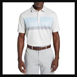 Walter Hagen P11 "Club Chest Stripe" Men's Polo Glacier Grey - Size: Large - NWT